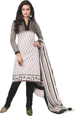 

Indian Wear Online Cotton Printed Salwar Suit Dupatta Material(Un-stitched), White