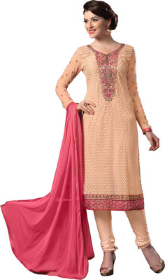 

Jiya Georgette Self Design, Embroidered Salwar Suit Dupatta Material(Un-stitched), Pink