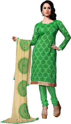 

Jiya Chanderi Self Design Salwar Suit Dupatta Material(Un-stitched), Beige;green