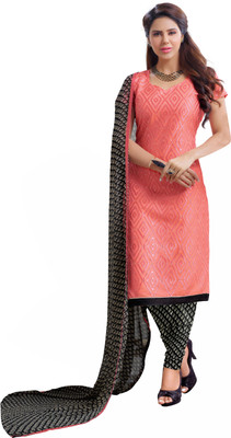 

Khushali Chanderi Self Design, Embroidered, Embellished Salwar Suit Dupatta Material(Un-stitched), Beige;black;pink