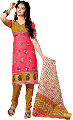 

Party Wear Dresses Cotton Printed Semi-stitched Salwar Suit Dupatta Material, Multicolor