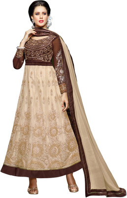 

Jiya Net Self Design, Embroidered, Embellished Salwar Suit Dupatta Material(Un-stitched), Beige;brown