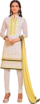 

Khushali Chanderi Self Design, Embroidered Salwar Suit Dupatta Material(Un-stitched), White;yellow