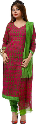 

PinkShink Cotton Printed Salwar Suit Dupatta Material(Un-stitched), Green;pink