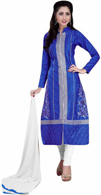 

Trendz Apparels Cotton Polyester Blend Embroidered Salwar Suit Dupatta Material(Un-stitched), Blue
