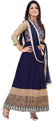 

Parishi Fashion Georgette Embroidered Dress/Top Material(Un-stitched), Blue