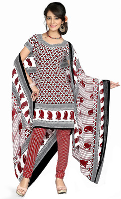 

Women Latest Fancy Designer Salwar Suit Crepe Printed Salwar Suit Dupatta Material(Un-stitched), Multicolor