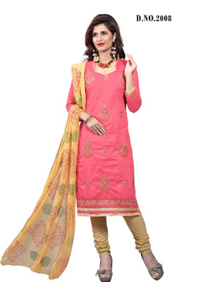 

Trendz Apparels Chanderi Embroidered Salwar Suit Dupatta Material(Un-stitched), Pink