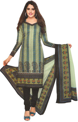 

Javuli Synthetic Striped Dress/Top Material(Un-stitched), Green