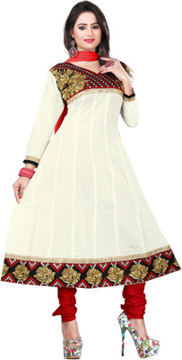 

Vardhman Synthetics Cotton Embroidered Dress/Top Material(Un-stitched), Cream