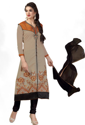 

Khushali Chanderi Self Design, Embroidered Salwar Suit Dupatta Material(Un-stitched), Black;brown