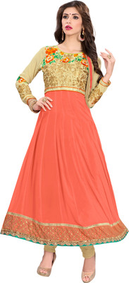 

Khushali Georgette Self Design, Embroidered Salwar Suit Dupatta Material(Un-stitched), Beige;orange