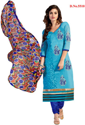 

Shree Vardhman Chanderi Self Design Semi-stitched Salwar Suit Dupatta Material, Sky blue