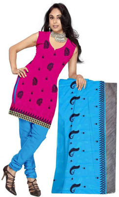 

Shree Vardhman Cotton Embroidered Salwar Suit Dupatta Material(Un-stitched), Rani