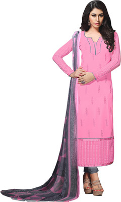 

Khushali Georgette Embroidered Salwar Suit Dupatta Material(Un-stitched), Grey;pink