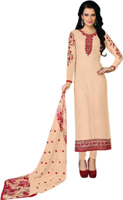 

Shreeji Fashion Georgette Embroidered Semi-stitched Salwar Suit Dupatta Material, Light pink
