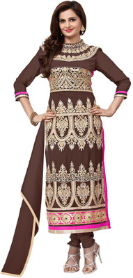 

Jiya Georgette Embroidered Dress/Top Material(Un-stitched), Chocolate