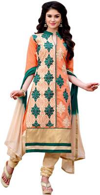 

K D Collection Chanderi Embroidered Salwar Suit Dupatta Material(Un-stitched), Multicolor