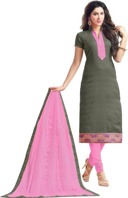 

Jiya Jacquard Self Design, Embroidered Salwar Suit Dupatta Material(Un-stitched), Grey;pink