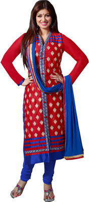 

Khushali Cotton Self Design, Embroidered Salwar Suit Dupatta Material(Un-stitched), Red