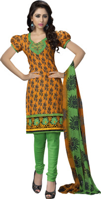 

Jiya Cotton Self Design, Embroidered Salwar Suit Dupatta Material(Un-stitched), Green;orange
