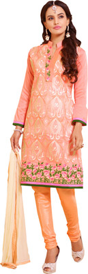 

Jiya Chanderi Self Design, Embroidered Salwar Suit Dupatta Material(Un-stitched), Pink