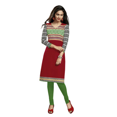 

Party Wear Dresses Cotton Printed Kurti Fabric(Un-stitched), Multicolor
