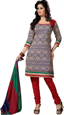 

Khushali Cotton Self Design, Printed Salwar Suit Dupatta Material(Un-stitched), Blue;cream