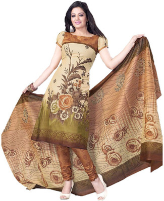 

Indian Wear Online Cotton Printed Salwar Suit Dupatta Material(Un-stitched), Gold