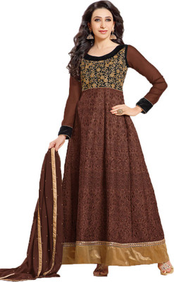 

Parishi Fashion Georgette Embroidered Semi-stitched Salwar Suit Dupatta Material, Green