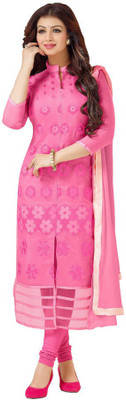 

Shree Vardhman Cotton Embroidered Salwar Suit Dupatta Material(Un-stitched), Pink