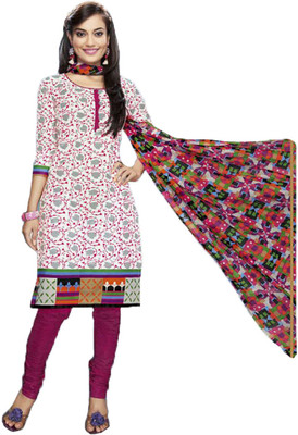 

Indian Wear Online Cotton Printed Semi-stitched Salwar Suit Dupatta Material, Pink