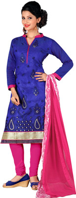 

Jiya Chanderi Self Design, Embroidered Salwar Suit Dupatta Material(Un-stitched), Blue;pink