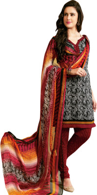 Trendz Apparels Crepe Printed Salwar Suit Dupatta Material(Un-stitched), Black