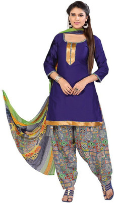 

Trendz Apparels Cotton Embroidered Salwar Suit Dupatta Material(Un-stitched), Dark blue