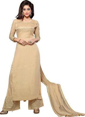 

Trendz Apparels Georgette Embroidered Salwar Suit Dupatta Material(Un-stitched), Gold