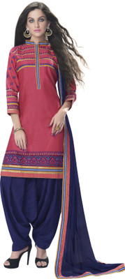 

Kvsfab Cotton Embroidered Salwar Suit Material(Un-stitched), Pink