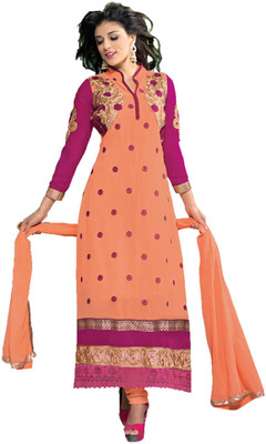 

Party Wear Dresses Georgette Embroidered Semi-stitched Salwar Suit Dupatta Material, Multicolor