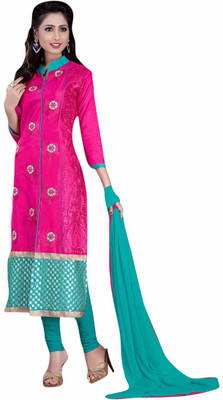 

Trendz Apparels Cotton Polyester Blend Embroidered Salwar Suit Dupatta Material(Un-stitched), Pink