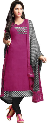 

Khushali Cotton Self Design Salwar Suit Dupatta Material(Un-stitched), Black;pink;white