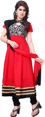 

JT International Cotton Embroidered Salwar Suit Dupatta Material(Un-stitched), Black;red