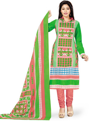 

Pshopee Cotton Printed Salwar Suit Dupatta Material(Un-stitched), Green