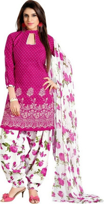 

Shree Vardhman Cotton Embroidered Salwar Suit Dupatta Material(Un-stitched), Pink
