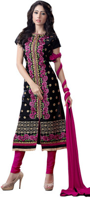 

Trendz Apparels Cotton Embroidered Salwar Suit Dupatta Material(Un-stitched), Black