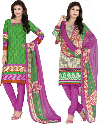 

Jiya Crepe Self Design, Printed Salwar Suit Dupatta Material(Un-stitched), Beige;green