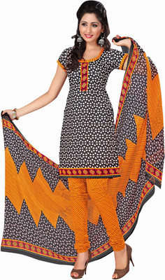 

Trendz Apparels Cotton Printed Dress/Top Material(Un-stitched), Black
