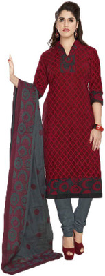 

Party Wear Dresses Cotton Printed Salwar Suit Dupatta Material(Un-stitched), Brown
