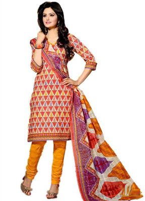 

Indian Wear Online Cotton Printed Semi-stitched Salwar Suit Dupatta Material, Multicolor