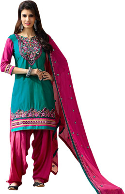 

BanoRani Cotton Embroidered Salwar Suit Dupatta Material(Un-stitched), Green