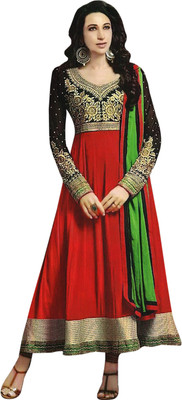 

Reya Georgette Embroidered Semi-stitched Salwar Suit Dupatta Material, Red